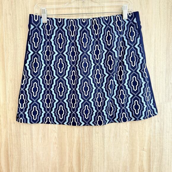 J Mclaughlin Skort Catalina Cloth Skirt Size M Blue White Geometric Print Sport - Picture 2 of 12